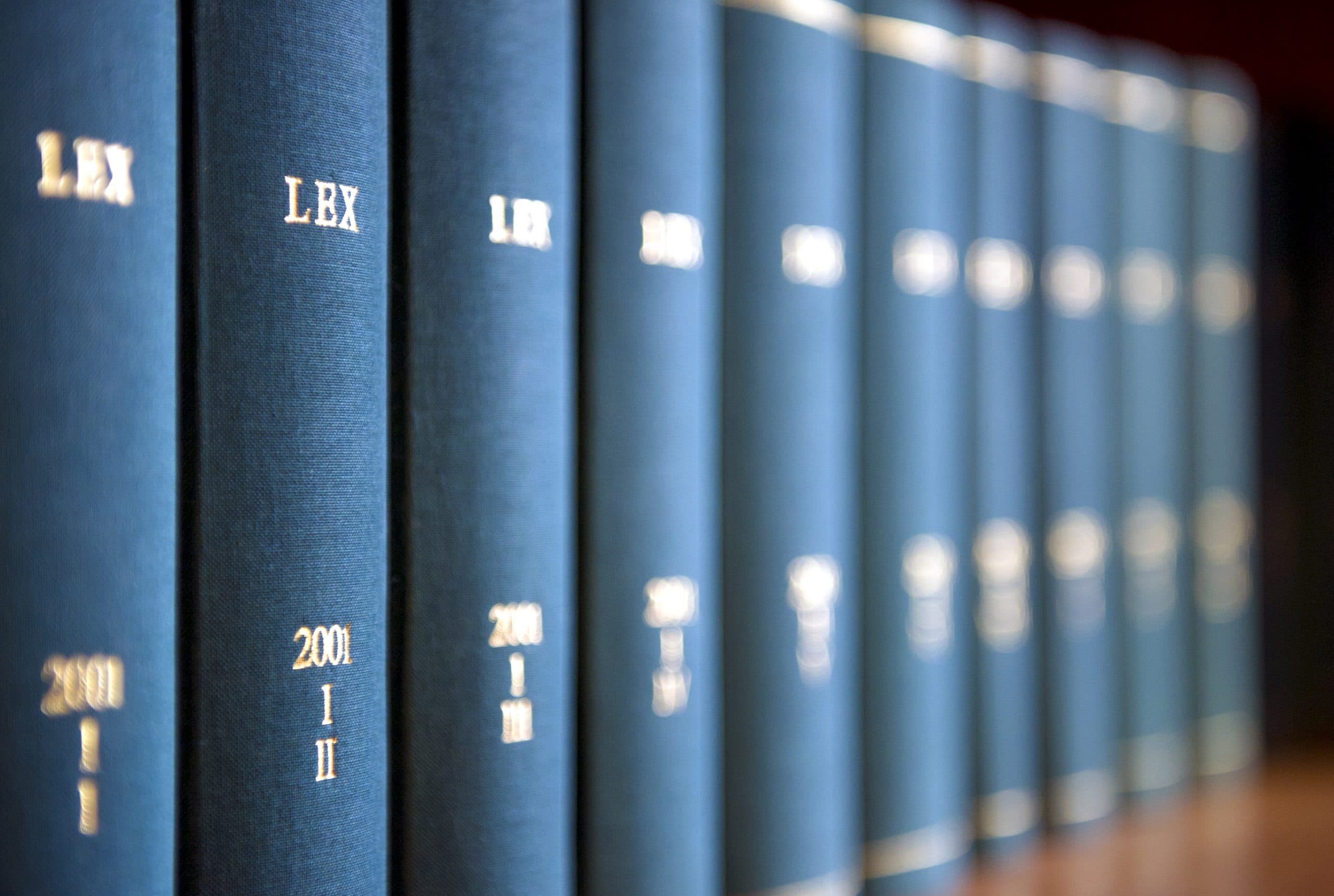 Law books on a shelf