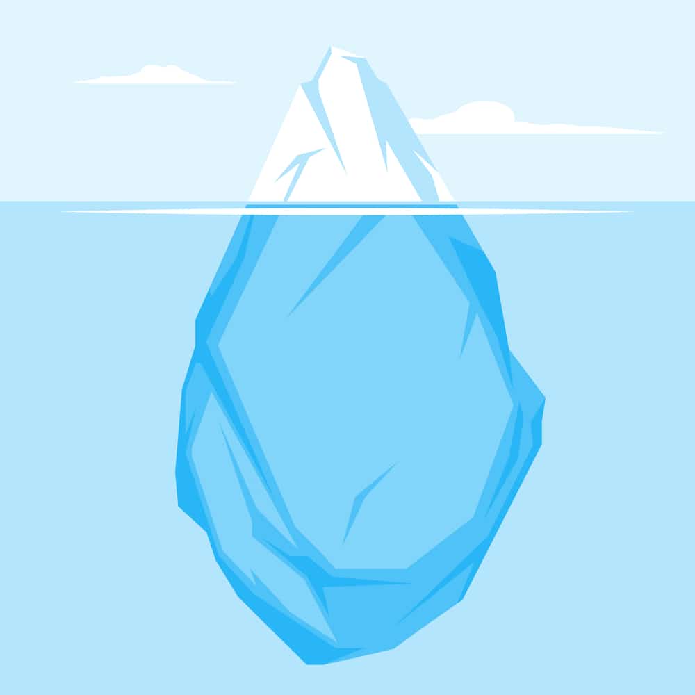 Iceberg with majority underwater to represent the hidden cost of divorce