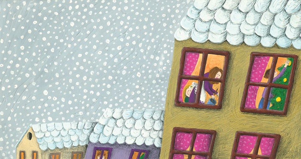 An illustration of people inside a home preparing for Christmas. A survival guide for separated parents