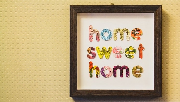 Framed letters spelling out home sweet home